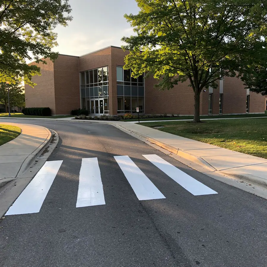 Campus crosswalk across private access road