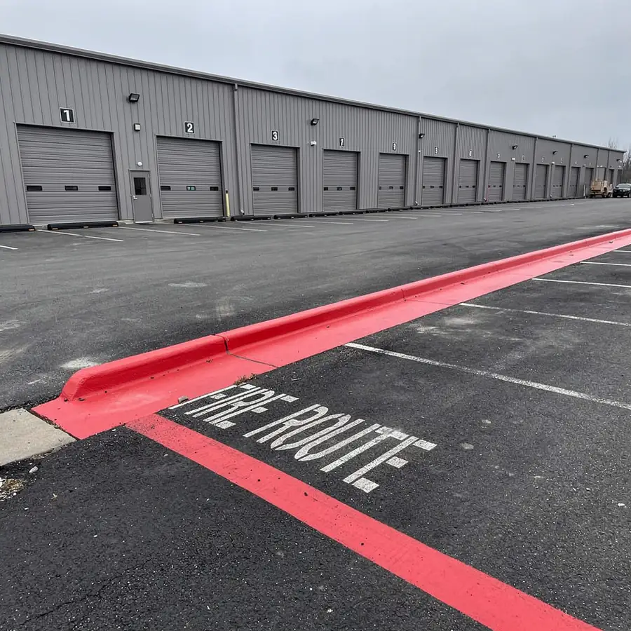 Fire route curb at Cambridge industrial unit