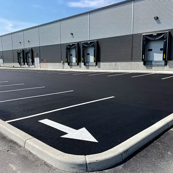 Fresh lines on newly paved asphalt