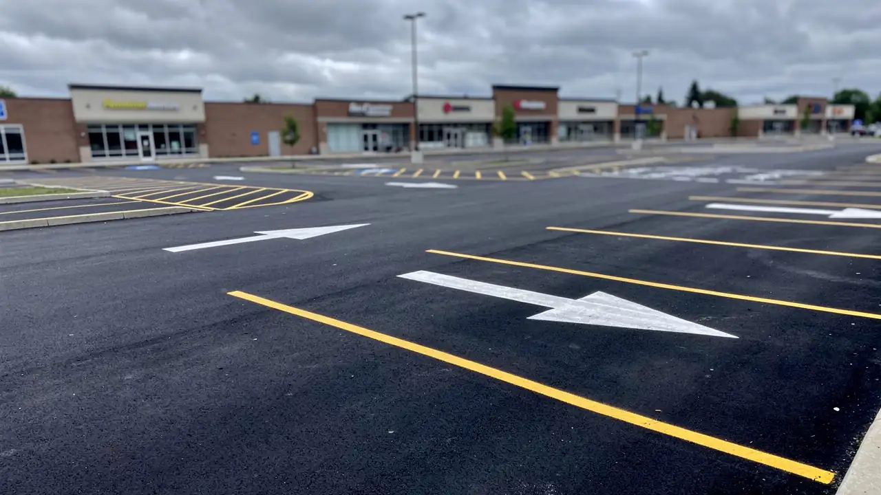 Fresh yellow parking lot lines Kitchener plaza Fresh yellow parking lot lines Kitchener plaza
