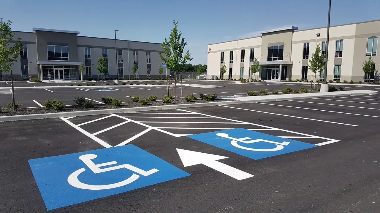 Freshly striped Kitchener business park lot Freshly striped Kitchener business park lot