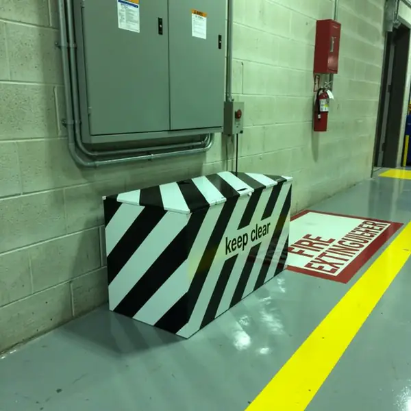 Hatched keep clear zone at electrical panel