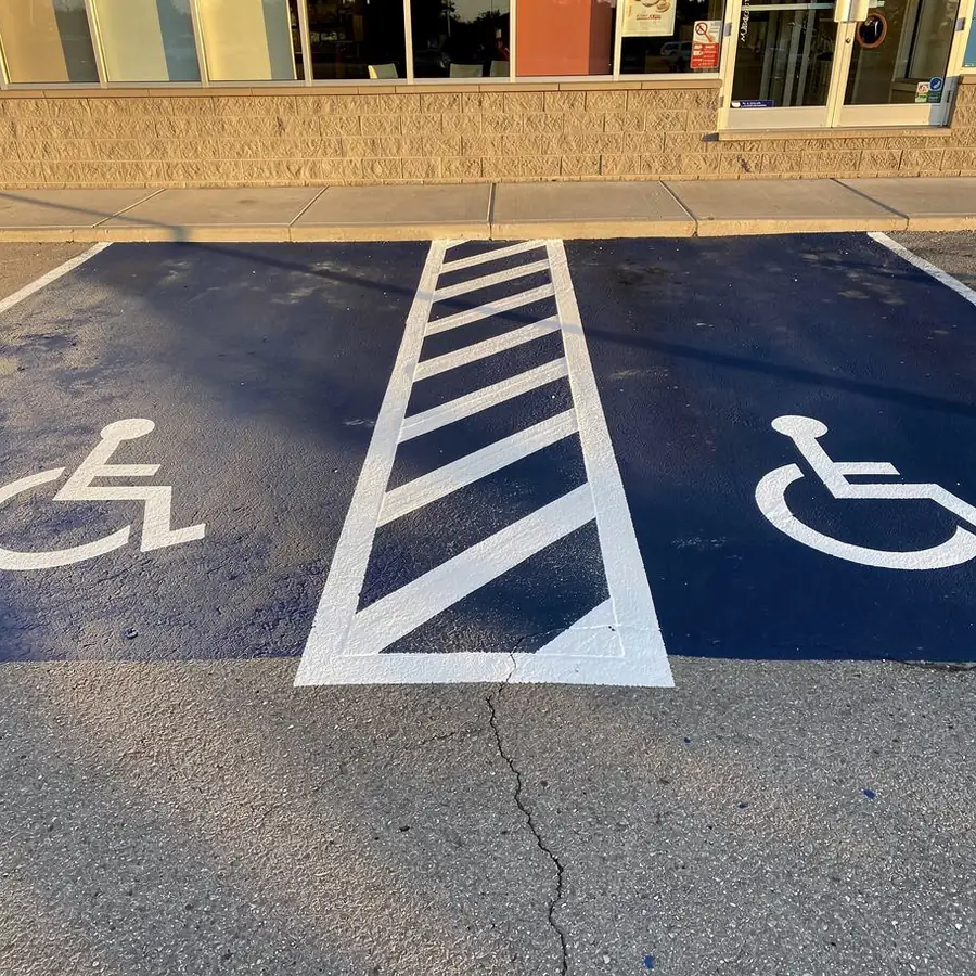 Hatched two metre accessible aisle Guelph plaza