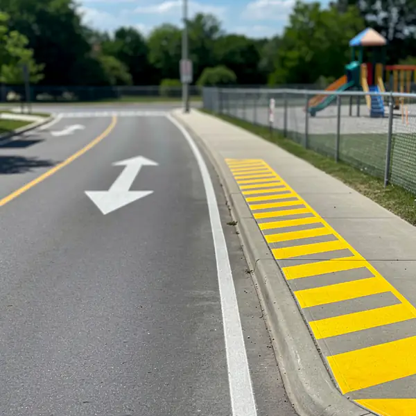 Kiss and ride lane with arrows painted