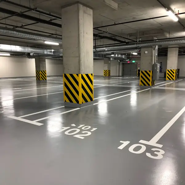 Numbered stalls in condo underground garage