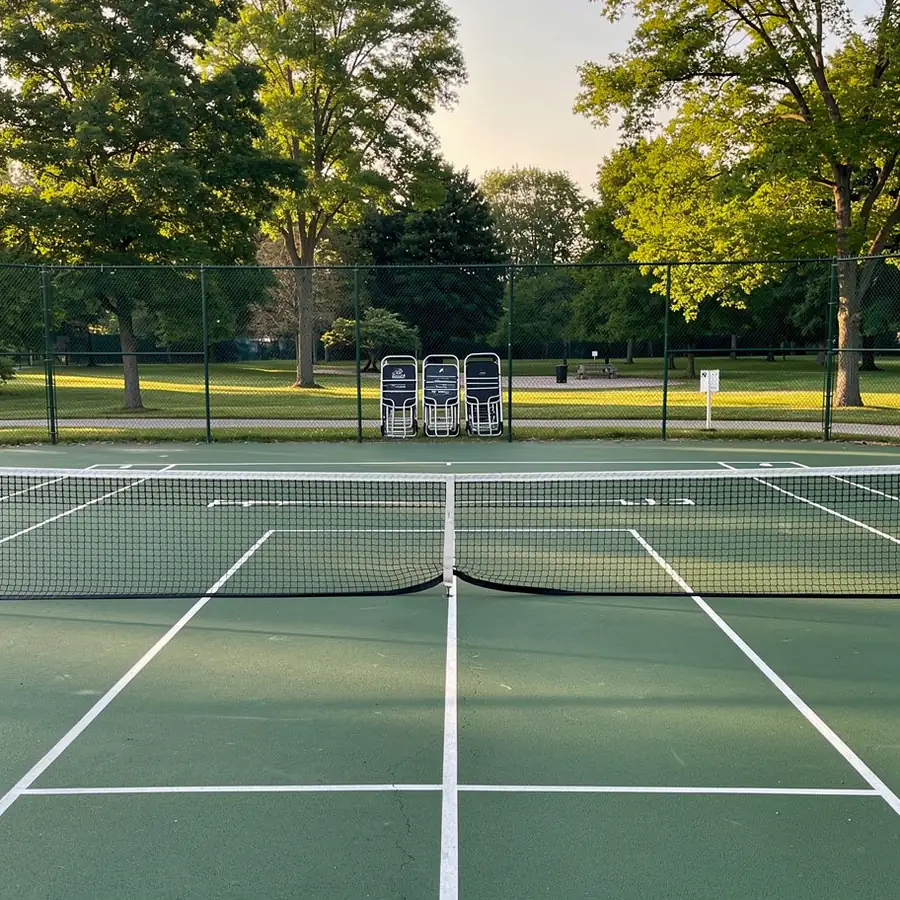 Pickleball lines blended onto park tennis court